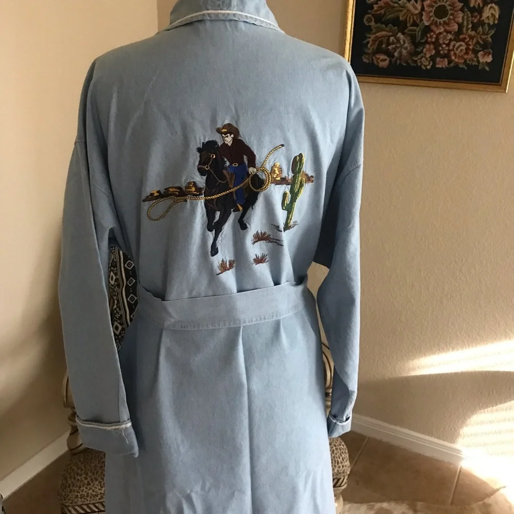 Embroidered Denim Robe - Picture 2 of 2
